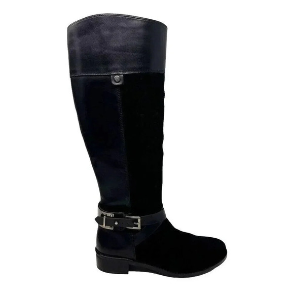Vince Camuto Women's Jaran Riding Boots Black suede Leather size 7 Wide Calf - Picture 1 of 12